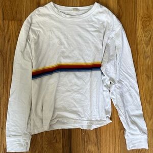 John Galt long sleeve rainbow stripe tee
